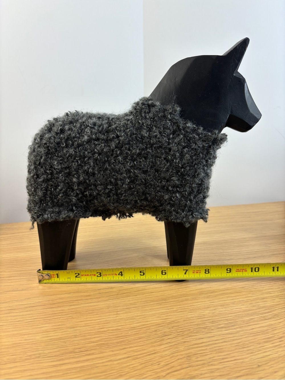 Vintage IKEA STOLLE Dala Horse Wood Figurine Faux Wool - Picture 9 of 10